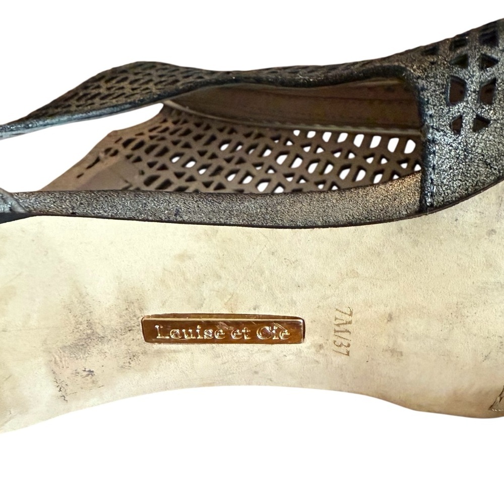 Louise et Cie Lo-Olivia 2 Leather Perforated Design Heel In Gunmetal Size 7 - Picture 6 of 8